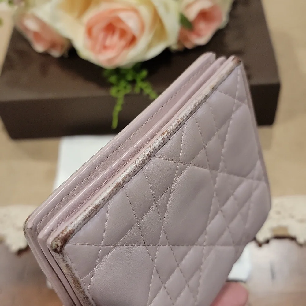 Authentic Dior Pink Quilted Women's Card Holder